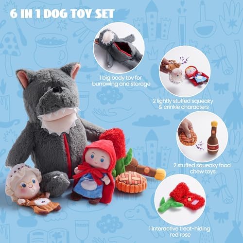 Nocciola Fairy Tale Squeaky Dog Toys, Cute Interactive Plush Stuffed Hide and Seek Cognitive Puzzle Puppy Crinkle Chew Toy for Small, Medium Breed - Image 3