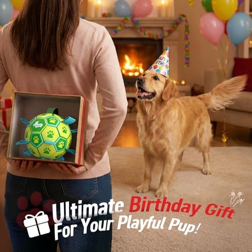 QDAN Dog Toys Soccer Ball, Durable Dog Balls with Strap for 30-90 lbs Dogs - Image 3