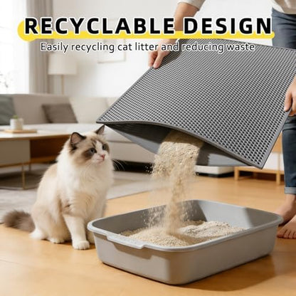 Cat Litter Mat, 30"x24", Waterproof, Easy to Clean (Grey-2Pack) - Image 5