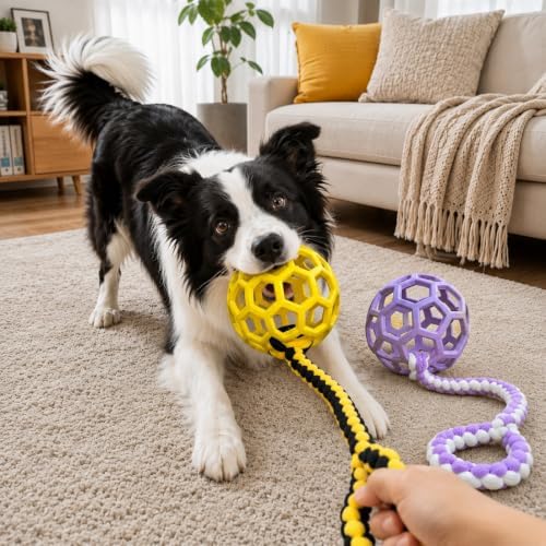 Braided Fleece Dog Tug Toy with Ball, Tug of War Rope Random/1PC - Image 2