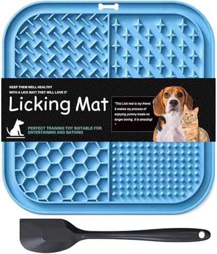Licking Mat for Dogs & Cats with Suction Cups, 1 Pack Square Silicone Dog Slow Feeder Lick Pat for Anxiety Relief, Dog Toys to Keep Them Busy, Pets Bathing Training Grooming Mat 7.8 * 7.8 inches by Unknown