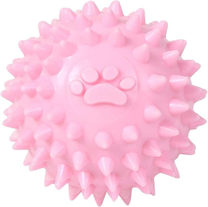 Pink Spiky Ball No Squeak Chew Toy for Aggressive Dogs - Long Lasting, Small, Heavy Chewers, Balls