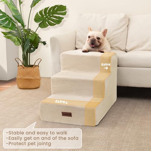 Aodisman Dog Stairs for Small Dogs,Wider 3-Step Pet Steps for Couch & Bed - Image 3