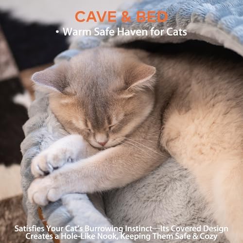 CHEERPALS Cat Cave Bed for Indoor Cats Covered Hooded Pet Bed with Cushion - Image 2
