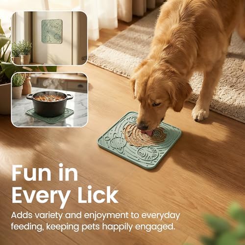 OHMO Large Lick Mat for Dogs&Cats, Space Pattern, 2pcs, Camo&Sage Green - Image 4