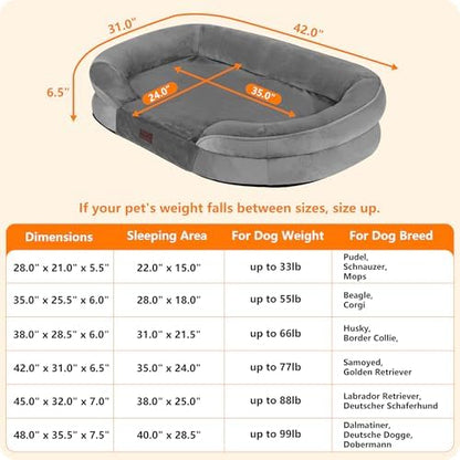Dwanton Orthopedic Waterproof Large Dog Bed Sofa, Gel Memory Foam, 42" - Image 4