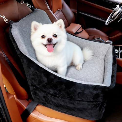 Dog Car Seat Under 30 lbs,Double-Cooling/Warm,Washable,Safety Leash by MHMYLUNEHOME