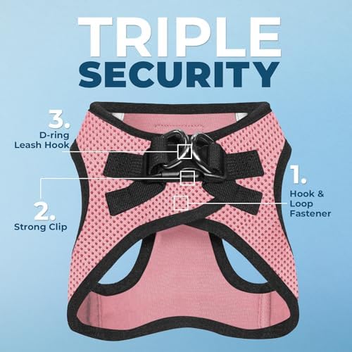 Best Pet Supplies Voyager Step-in Air All Weather Mesh Harness and Reflective Dog 5ft Leash Combo with Neoprene Handle, for Small, Medium and Large Breed Puppies - Pink Base, X-Small - Image 2