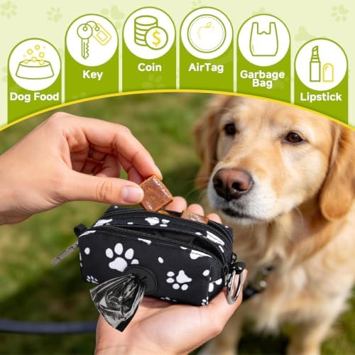 Dog Poop Bag Holder for Leashes 2 Zipper Pockets Black 1 Pack - Image 3