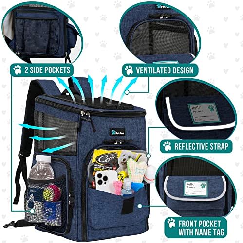 PetAmi Dog Backpack Carrier, Airline Approved 4-Way Entry Cat Bag, Blue - Image 4