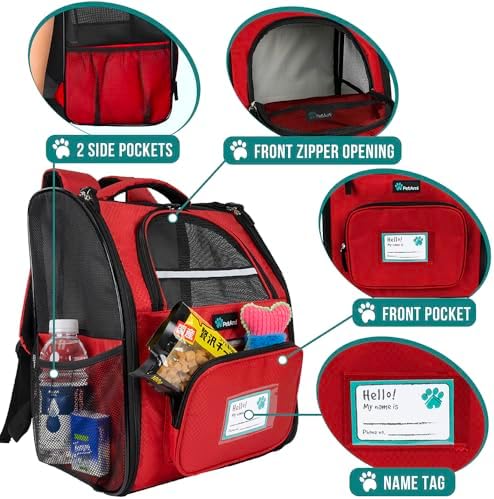 PetAmi Dog Backpack Carrier Airline Approved Cat Pet Puppy Bag, Red - Image 3