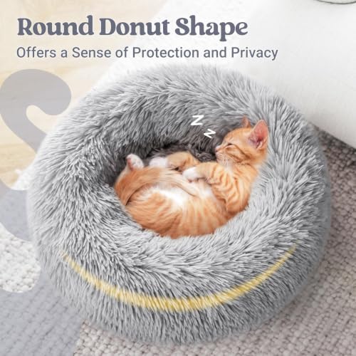 rabbitgoo Calming Cat Beds for Indoor Cats, 20 inches, Light Grey - Image 4