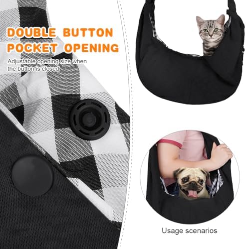 Dog Sling Carrier with Padded Strap, Reversible Pet Carrier for Cat Dogs, Hands Free Puppy Sling with Pocket, Dog Carriers for Small Dogs Cats, Cat Purse Bag Outdoor Travel Safety Harness - Image 5