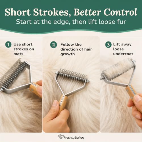 Dematting Comb for Cats and Dogs - Mat Remover - Deshedding Undercoat Rake - Image 3