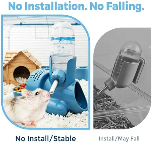 VANNON 3-in-1 Hamster Water Bottle with Food Bowl & Hideout Base, Blue - Image 4