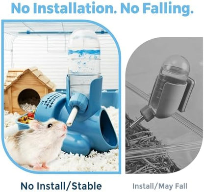 VANNON 3-in-1 Hamster Water Bottle with Food Bowl & Hideout Base, Blue - Image 4