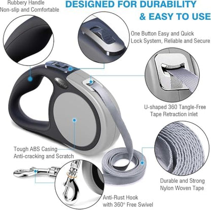 Heavy Duty Retractable Dog Leash-16ft Strong & Durable Walking Leash for S to L Dogs up to 45/115 lbs, Upgraded Lock System, Non Slip Grip, Tangle Free (Orange, Medium-Large Sized) - Image 5