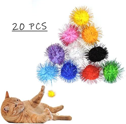 Andiker Cat Sparkle Balls - 1.5 Inches Colorful Tinsel Glitter Pom Pom Toys for Indoor Cats - Interactive and Lightweight to Keep Fit and Active (4.5cm, 20pcs) - Image 5
