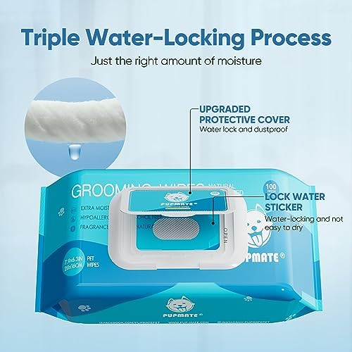 Natural Pet Grooming Wipes, 100 Fresh Counts, Extra Moist & Thick for Dogs & Cats, Puppies & Kittens Set of 2 - Image 3
