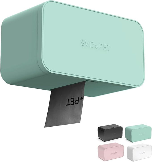 SVD.PET Dog Poop Bag Dispenser, Wall Mount Waste Bag Dispenser with Magnetic Lid Holds 8 Rolls of Waste Bags, Indoor/Outdoor Wall mount or Place on the Table (Spearmint, Dispenser only))