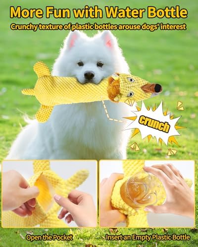 Dog Toys, Squeaky Plush No Stuffing Crinkle Dog Toy for Small Medium Large Dogs, Interactive Puppy Teething Water Bottle Dog Chew Toy (Lion) - Image 2