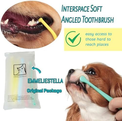 E.M&S.T by Emmeliestella Small Dog & Cat Toothbrush Micro Head, Cat Dental Care, Pets Toothbrush, Oral Hygiene, Easy to Handle, Deep Clean, Soft Bristles, Multi-Angle, Round&Pointed Toothbrush, 5 PCS - Image 2