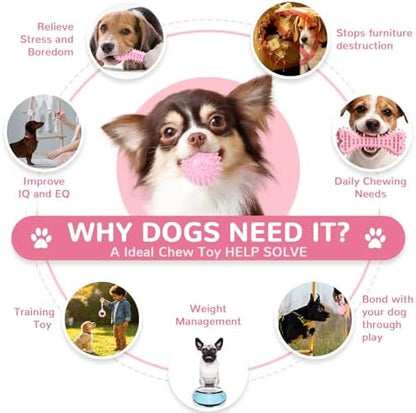 Puppy Chew Toys 6 Pack for Small Dogs, Teething Toys for Puppy Easy Clean Rubber Bone Star Stick Donut Slipper Spiky Ball Set for Small Breed Teething Relief (Dogbed not Included) - Image 3