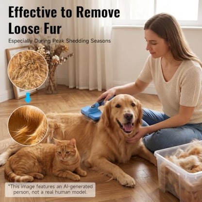 Self-Cleaning Dog Brush for Shedding, Slicker Brush & Grooming Tool - Image 2