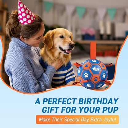 QDAN Dog Ropes Toys, Soccer Ball with Straps, Tug Toy, Dog Birthday Gift - Image 3