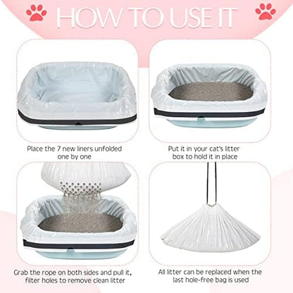Jutom 84 Count Jumbo Sifting Cat Litter Box Liners with Holes 36''x18'' - Image 4