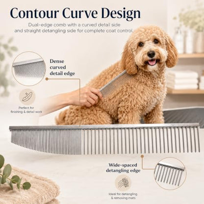 Warren London Contour Curve Copper Dog Grooming Comb, Fine/Coarse, 9 Inch - Image 3