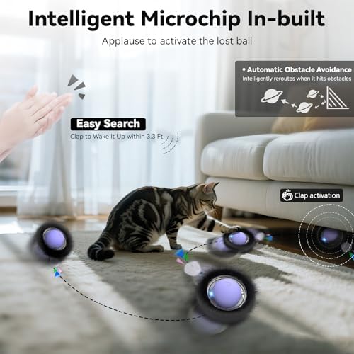 ORSDA Cat Toys for Indoor Cats, Interactive Activated Moving Ball in 7 Holes Mat, Automatic Fast Rolling Ball, Hide and Seek Toys for Adult Cats, Exercise Kicker Mouse Catching Game - Image 6