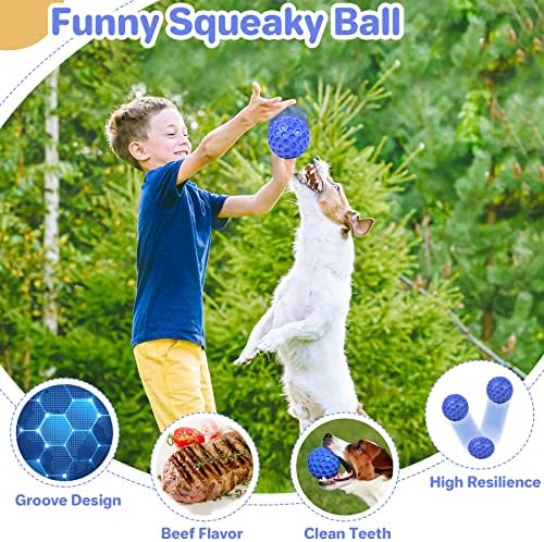 DISSKNIC Indestructible Squeaky Dog Ball, Relieves Anxiety, Cleans Teeth, Interactive Chew Toy for Aggressive Chewers, Dog Toy for Large Breeds, Outdoor Waterproof - Image 4