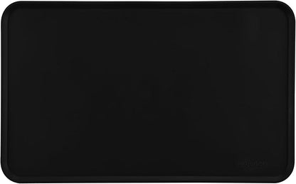 Amazon Basics Waterproof Non-Slip Silicone Pet Feeding Mat with Raised Edges for Food and Water Bowls, Easy to Clean Pet Placemat to Protect Floors, 18.5" x 11.5", Black