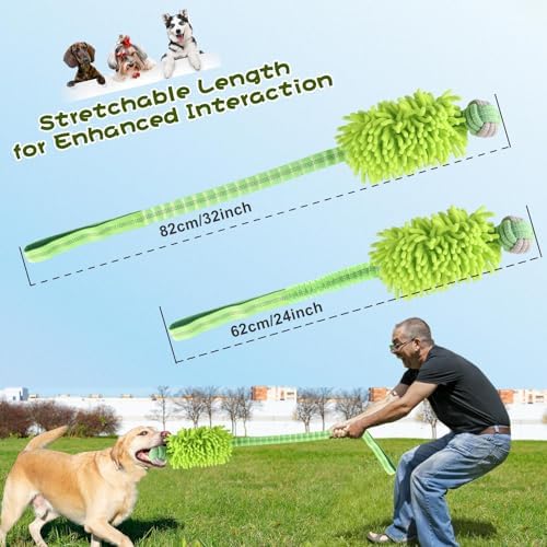 Dog Puppy Toys Dog Squeak Toys Plush Dog Toy with Dog Ropes Knots for Fun and Teeth Cleaning,Tug of War Toys, Puppy Chew Toys, Dog Rope Toys for Training Small, Large Dogs (Green, Dog Bite Ball Toy) - Image 4