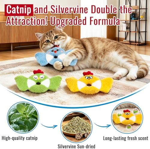 Retro Shaw Cat Toys Birds Catnip Chew Toys for Indoor Cats Kittens 3 Pack - Image 2