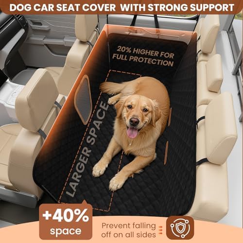 A-Pce Dog Truck Seat Cover for Back Seat, Hard Bottom Dog Hammock for Car, Waterproof Seat Protector, Dual use in Summer and Winter, Universal XL Size Fits for Crew Cab Truck/SUV, Black - Image 2