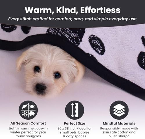 Baby & Pet Blanket 100% Cotton with Sherpa Fleece – Soft Stroller & Cuddle Blanket for Baby, Dog & Cat – Breathable, Hypoallergenic, Washable – 30x40 All-Season Blanket Black - Image 6