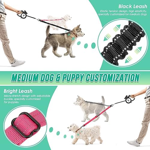 AUTOWT Two Dog Lead, 2 in 1 Upgraded Double Dog Leash Attachment Combine Adjustable Strap and Shock Absorbing Bungee No Tangle Dual Training Splitter for Different Size Dogs - Image 3