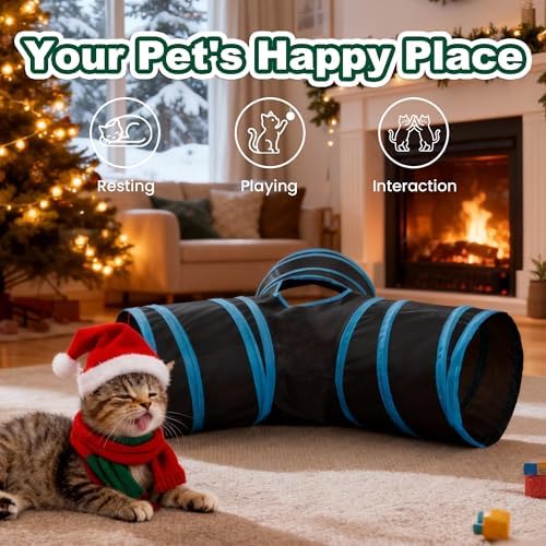 Love's cabin Cat Tunnel for Indoor Cats, 3-Way Collapsible Play Tunnel - Image 2