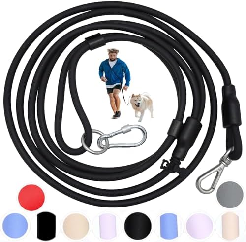 9-in-1 Hands Free Dog Leash Crossbody/Waist Black Large Dogs by Tiesenci
