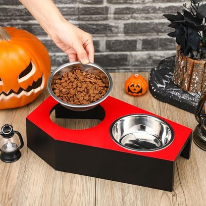 Teenyyou Gothic Cat Food Bowl 5 Degree Tilted Halloween Coffin Cat Bowl - Image 6