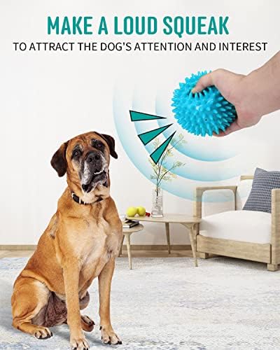 Pweituoet 2 Pack 4.5” Heavy Duty Squeaky Dog Ball for Medium Large Dogs, Spikey Dog Ball Toys for Clean Teeth and Training, Large Dog Toys for Aggressive Chewers - Image 6