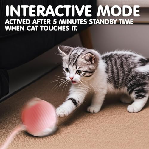 Durable Interactive Cat Toys for Indoor Cats, Smart Automatic Cat Chase Ball Toy, Upgraded Speedy Tail Kitten Toy for Bored Indoor Adult Pets (Pink, 01) - Image 6