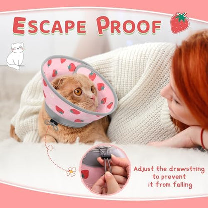 Cat Cone Collar Soft to Stop Licking, Adjustable, Foldable Lightweight Kitten Cones After Surgery Recovery for Cats & Kittens, Cat Cone Alternative, Easy Eating (Pink, M) - Image 6