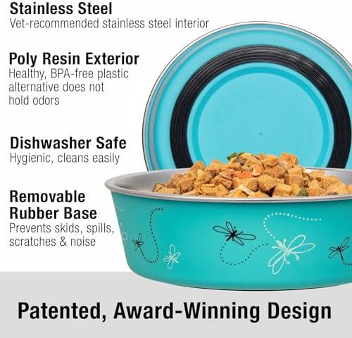 Loving Pets Bella Dog Bowls- Stainless Steel Dog & Cat Bowls - Spill Proof Dog Food Bowl, Cat Bowl, Puppy Essentials & Pet Supplies Great for Home & Travel (Small 10-20 lbs, Dragonfly) - Image 2