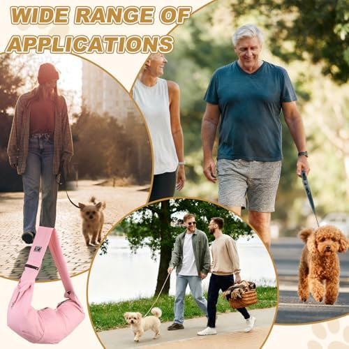 Dog Sling Carrier for Small Dogs and Cats Up to 16.5 Lbs, Soft Pouch Waterproof with Zipper Pocket Pet Cross Body Shoulder Bag, (Pink Red, 1 Pcs) Intended for Outdoor/Travel - Image 6