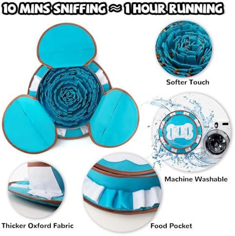 AWOOF Pet Snuffle Mat for Dogs, Interactive Feed Game for Boredom, Encourages Natural Foraging Skills for Cats Dogs Bowl Travel Use, Dog Treat Dispenser Indoor Outdoor Stress Relief (Blue) - Image 6