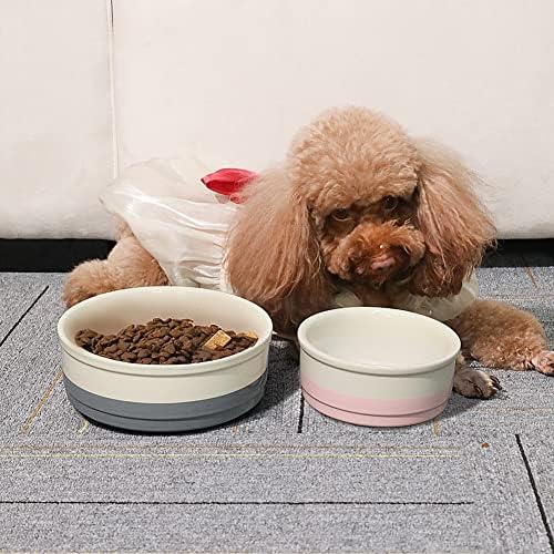 Sweejar Ceramic Dog Bowls, Dog Food Dish for Small Dogs and Cat, Heavy Duty Porcelain Pet Bowl for Canned Food and Water 17 Fl Oz （Gray） - Image 5