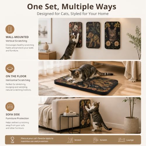 4 Pack Cat Wall Scratcher, Art Cat Scratching Board for Cats - Image 4